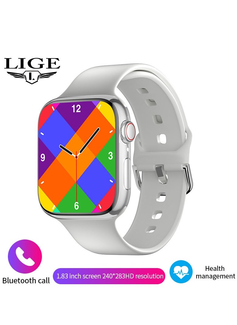 Smart Watch Full Touch Screen Series 8 Waterproof Sports Watch Silicone Grey Strap Support Arabic
