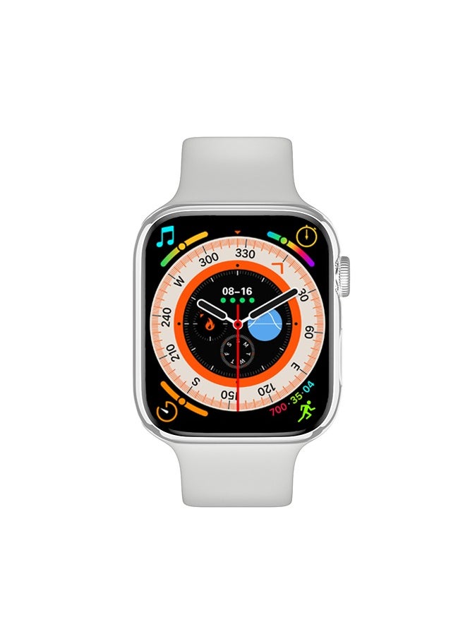 Smart Watch Full Touch Screen Series 8 Waterproof Sports Watch Silicone Grey Strap Support Arabic