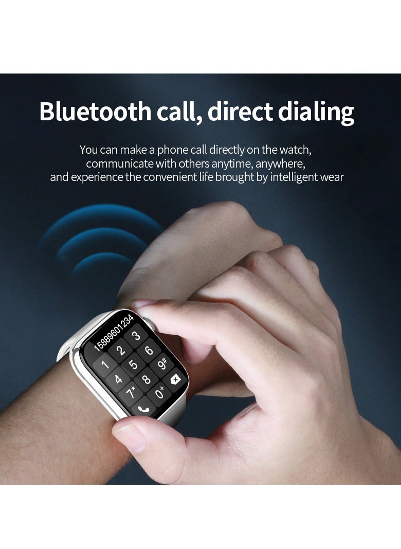 Smart Watch Full Touch Screen Series 8 Waterproof Sports Watch Silicone Grey Strap Support Arabic