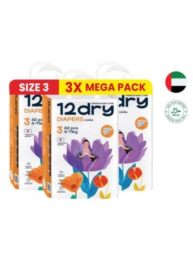Diapers Premium Baby Care 100% Ultra Japanese Absorption Dual-Layer Thin and Breathable Eco-Friendly Hypoallergenic Soft Elastic Waistband for Active Babies