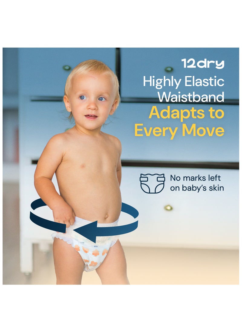 12dry Diapers Size 3 Count 186 – Premium Baby Care, 100% Ultra-Absorbent Japanese Tech, Dual-Layer, Thin & Breathable, Eco-Friendly, Hypoallergenic, Soft Elastic Waistband for Active Babies