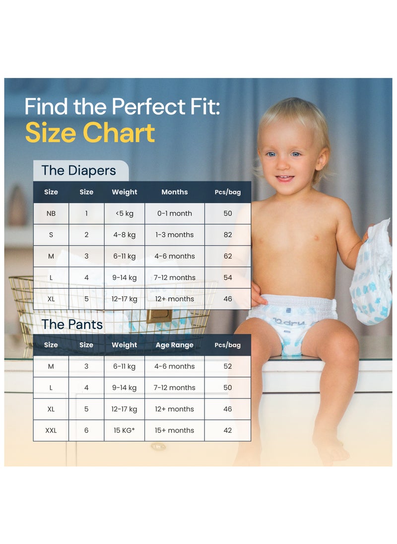 12dry Pants Size 5 Count 46 – Premium Baby Care, 100% Ultra-Absorbent Japanese Tech, Dual-Layer, Thin & Breathable, Eco-Friendly, Hypoallergenic, Soft Elastic Waistband for Active Babies