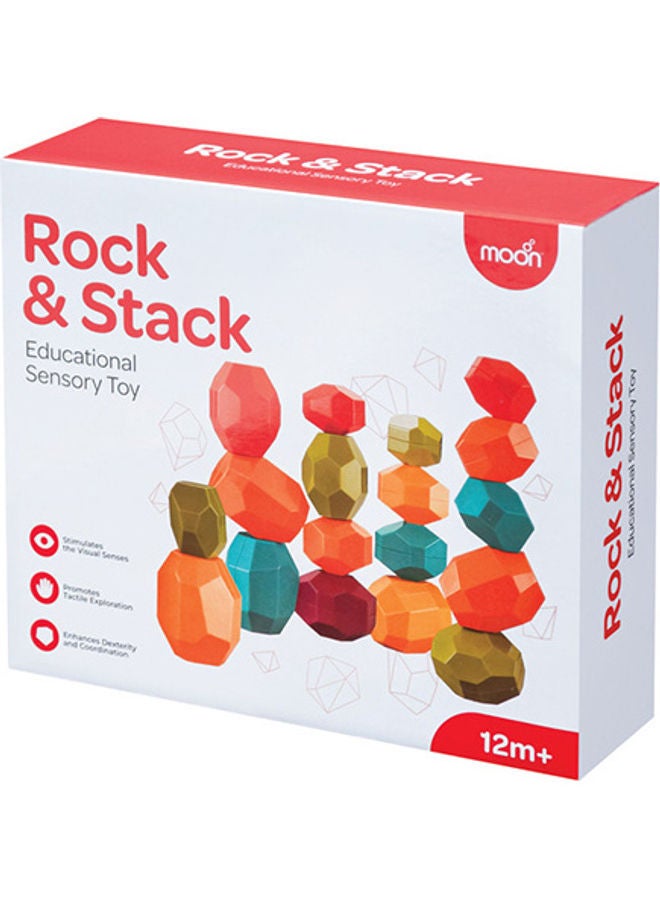 Rock And Stack Balancing Educational Sensory Vibrant Toy Blocks For 12M Plus Color, Shape Recognition Stocking Stuffers For Kids - 12Pcs