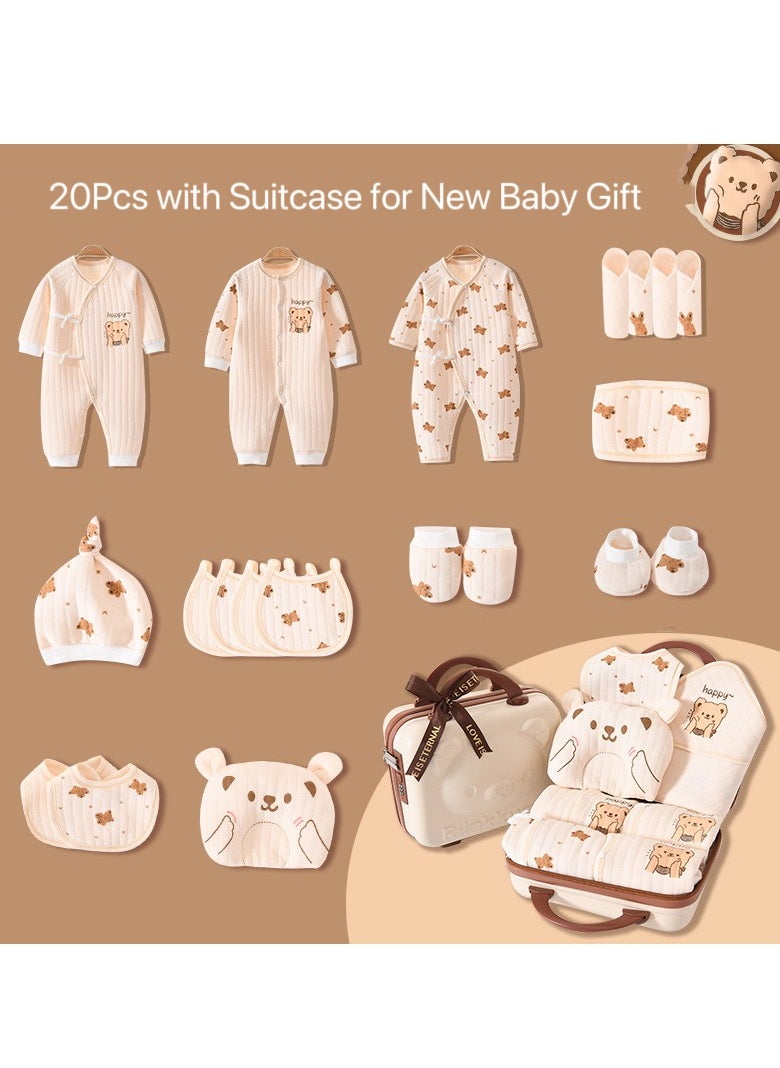 20pcs Baby Gift, Box Newborn Pure Cotton Clothing with Suitcase