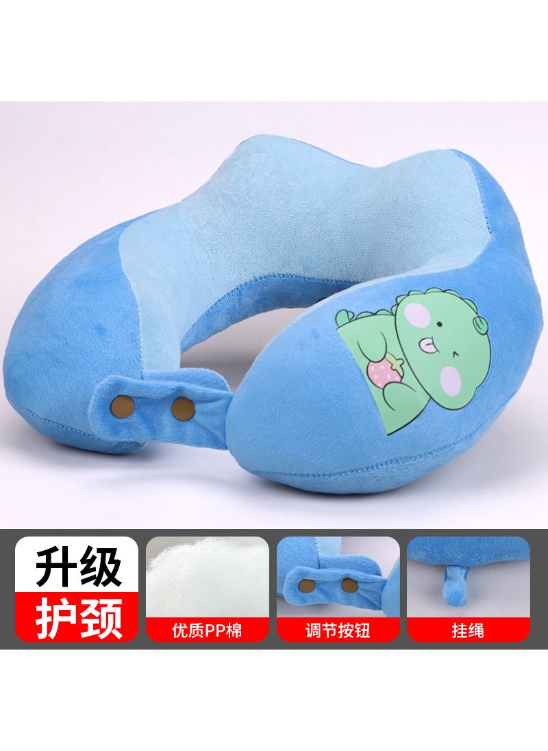 U-Shaped Neck Pillow Support Rest Cushion Blue double-button dinosaur U-pillow