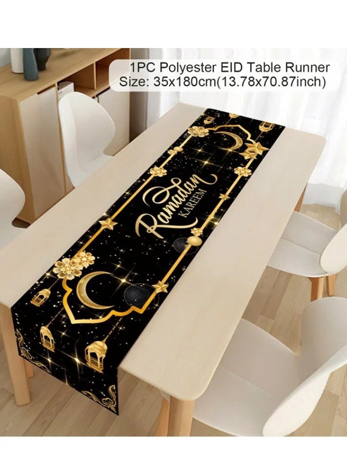 Ramadan Decorations for Home Set of 5pcs Ramadan Table Decoration with Ramadan Table Runner and 4 Pcs Decorative Pillow Covers(Black & White)