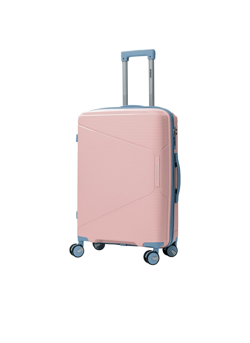 Polypropylene Spinner Check In Large Luggage Trolley 28 Inch Pink