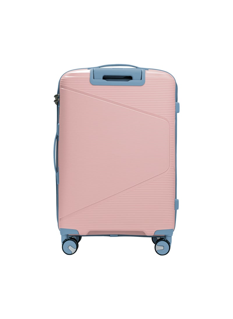 Polypropylene Spinner Check In Large Luggage Trolley 28 Inch Pink