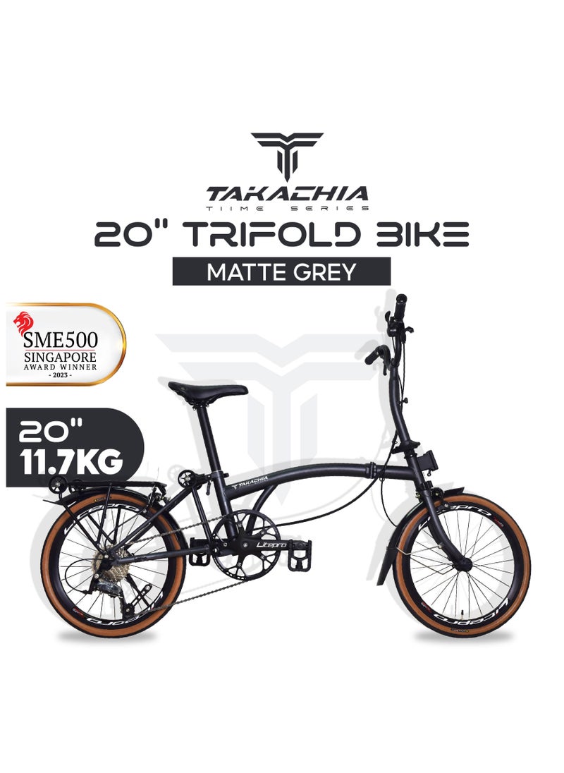 TAKACHIA TIIME Series 20 Inch Lightweight Compact Trifold Folding Bike - Foldable Bicycle for Men & Ladies & Kids