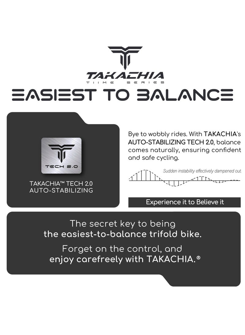 TAKACHIA TIIME Series 20 Inch Lightweight Compact Trifold Folding Bike - Foldable Bicycle for Men & Ladies & Kids