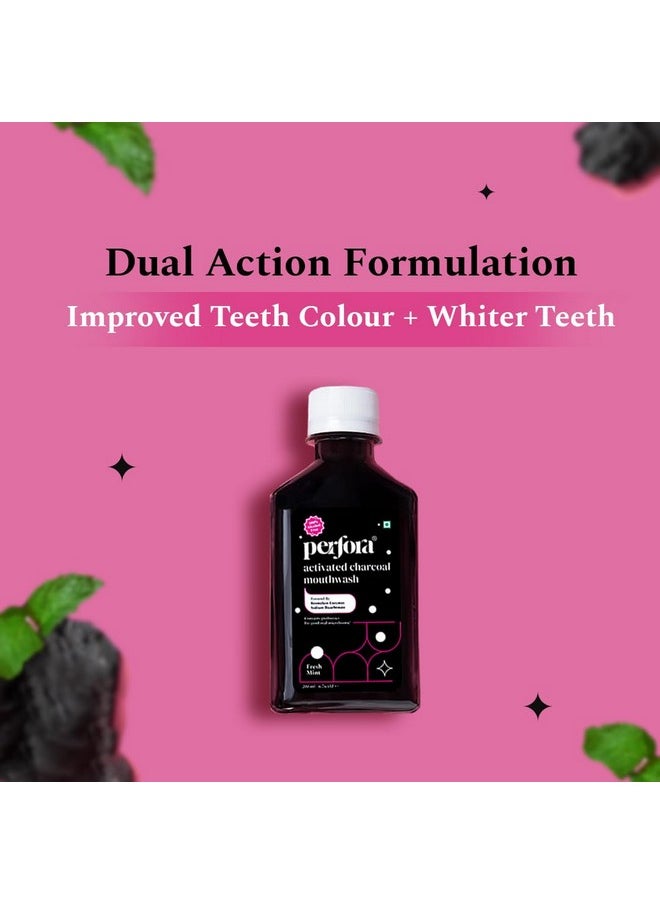 Activated Charcoal Toothpaste & Mouthwash Combo | Sls, Titanium Dioxide & Alcohol Free | Bamboo Charcoal For 3X Whiter Teeth | Enamel Safe Teeth Whitening Toothpaste For Men & Women -Pack Of 2