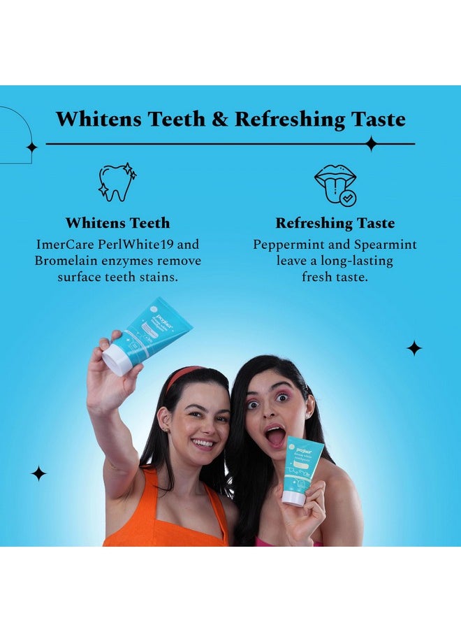 Teeth Whitening Toothpaste Combo Pack For Visible Whiter Teeth - 300 G (150G X 2) | Sls & Fluroide Free Toothpaste | No Artificial Sweetners | Toothpaste For Kids & Adults | Tripe Mint