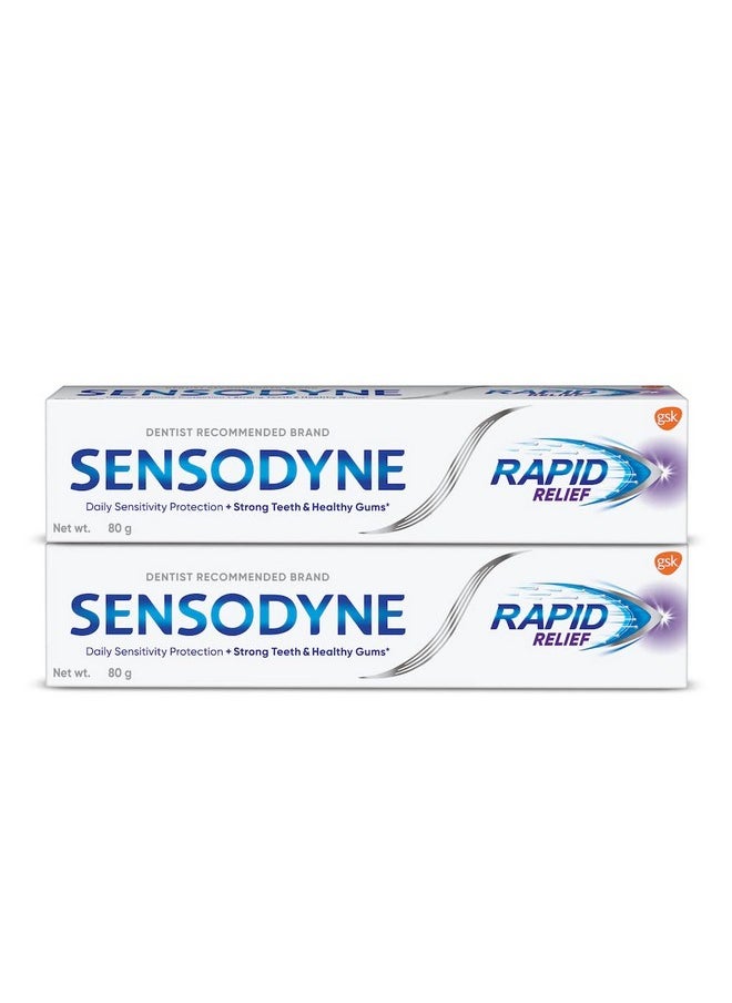 Toothpaste Rapid Relief Combo Pack, Sensitive Tooth Paste To Help Beat Sensitivity Fast, 160 Gm Multi-Pack (80 Gm X 2)