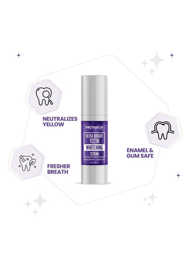 Ultra Bright Teeth Whitening Serum | Colour Corrector For Teeth | Purple Toothpaste For Teeth Whitening | Tooth Stain Removal | Enamel Safe & Effective Teeth Whitener | 30 Ml