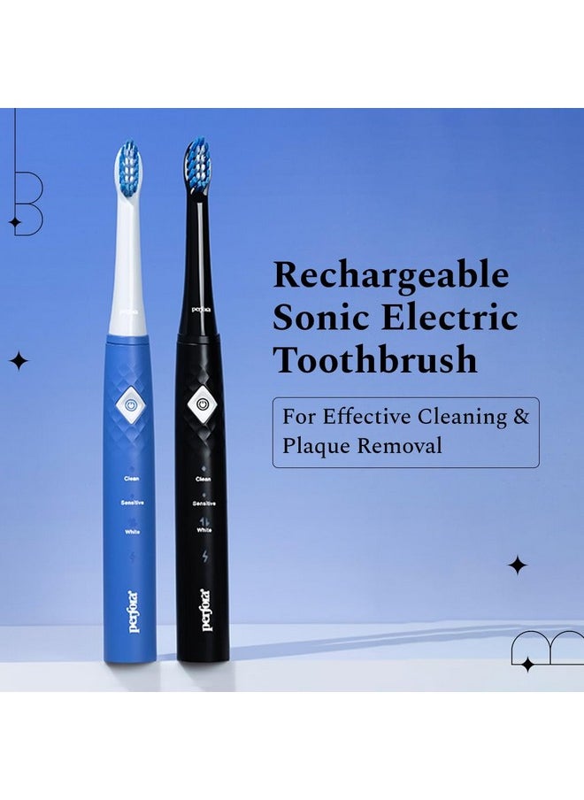 Rechargeable Electric Toothbrush|3 Brush Heads|30000 Vibrations|Smart Indicative Bristles|3 Modes|2 Year Warranty|Electric Brush,Electric Toothbrush For Men,Women & Kids|Crystal Blue-Pack Of 1