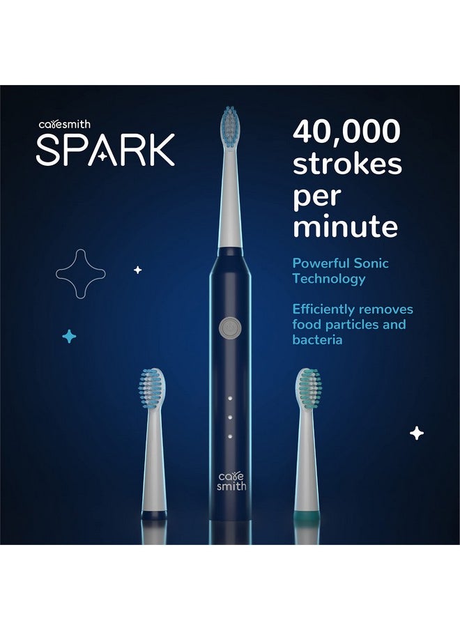 Spark Rechargeable Electric Toothbrush | 6 Operating Modes | 40000 Vibrations Per Minute | 2 Brush Heads (Blue)