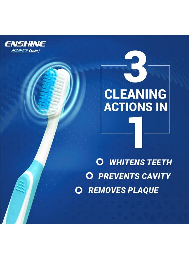 Advance Clean+ Toothbrush Pack Of 6 - With Ultra Soft Bristles| Compact Brush Head For Deep & Complete Cleansing, Effective Tongue Cleaner For Complete Oral Care Multicolor Adult Manual Brush