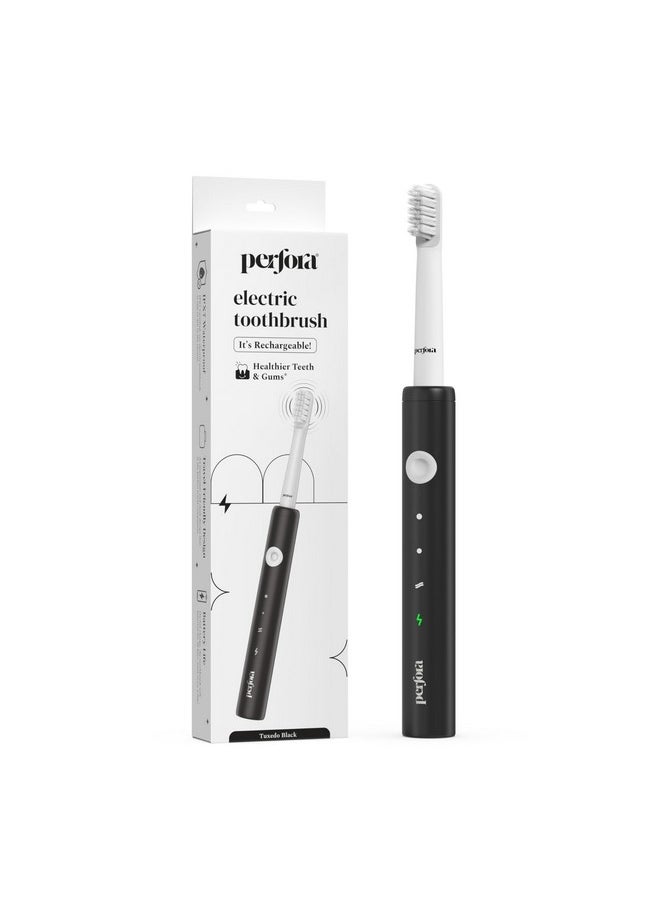 Rechargeable Electric Toothbrush 1 Brush Head 30,000 Vibrations Super Soft Bristles 3 Modes 1 Year Warranty Electric Brush,Electric Toothbrush For Men,Women&Kids Tuxedo Black,1 Count