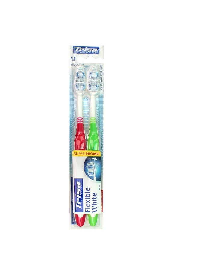 Flexible White Medium Toothbrush Pack Of 2 (Assorted Color)