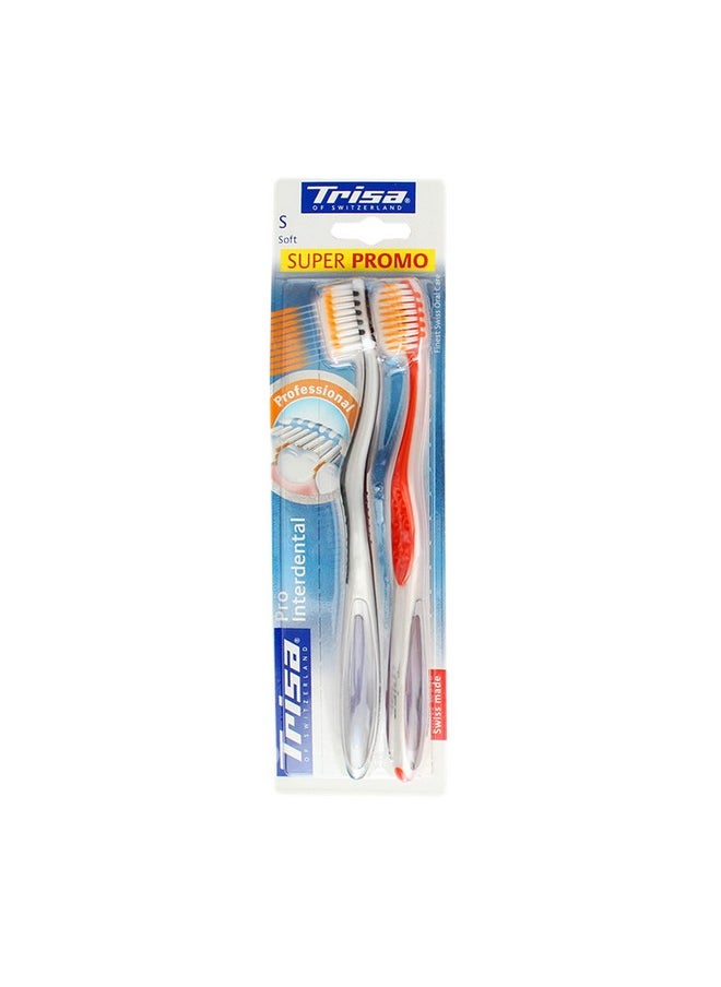 Pro Interdental Soft Toothbrush Pack Of 2 (Assorted Color)