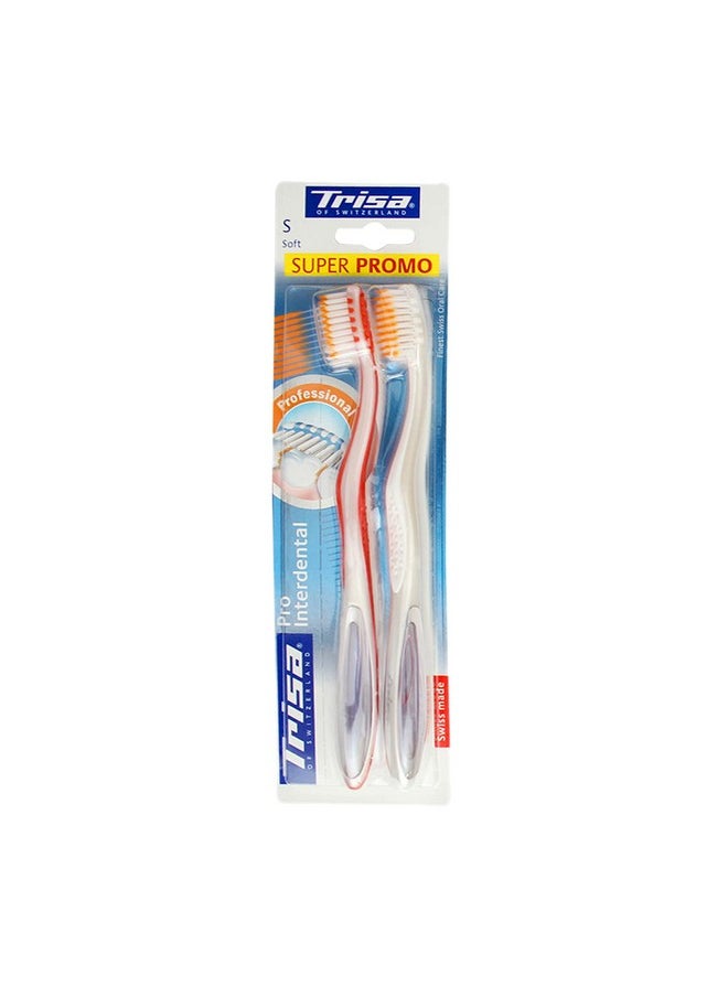 Pro Interdental Soft Toothbrush Pack Of 2 (Assorted Color)