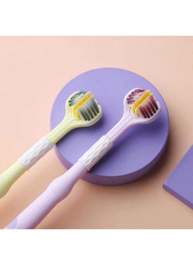 Three-Sided Soft Hair Toothbrushes For Kids, Soft Bristles V Shaped Toothbrush, Travel Toothbrush For Kids, Toddler And Autistic Oral Care 2Pcs (Cute Shape, 2Pcs)