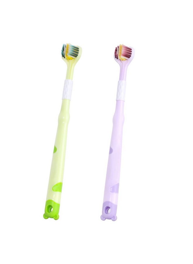 Three-Sided Soft Hair Toothbrushes For Kids, Soft Bristles V Shaped Toothbrush, Travel Toothbrush For Kids, Toddler And Autistic Oral Care 2Pcs (Cute Shape, 2Pcs)