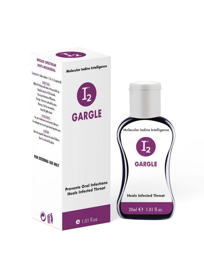 I2 Gargle Anti-Bacterial Germ Defense Mouth Wash |Natural Organic Mouthwash Liquid For Bad Breath | Kills All Bacteria, Fungi & Viruses In The Oral Cavity - 20 Ml Each (Pack Of 2)