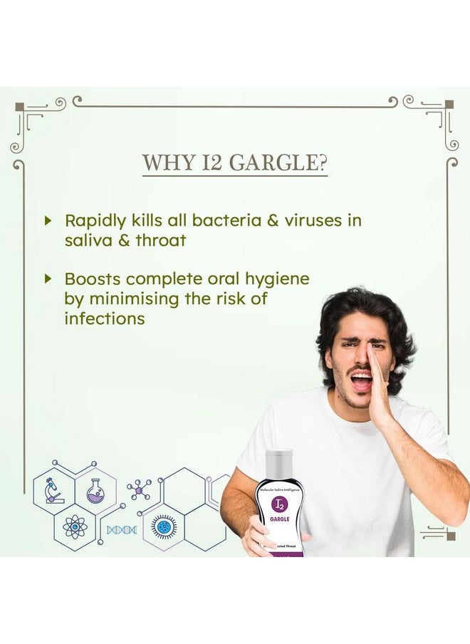 I2 Gargle Anti-Bacterial Germ Defense Mouth Wash |Natural Organic Mouthwash Liquid For Bad Breath | Kills All Bacteria, Fungi & Viruses In The Oral Cavity - 20 Ml Each (Pack Of 2)