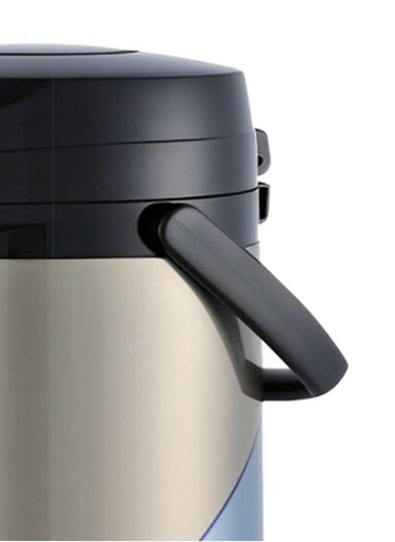 Vacuum Airpump Flask 3L Capacity, Japan-Made, Stainless Steel Thermal Insulated Beverage Dispenser with Carry Handle