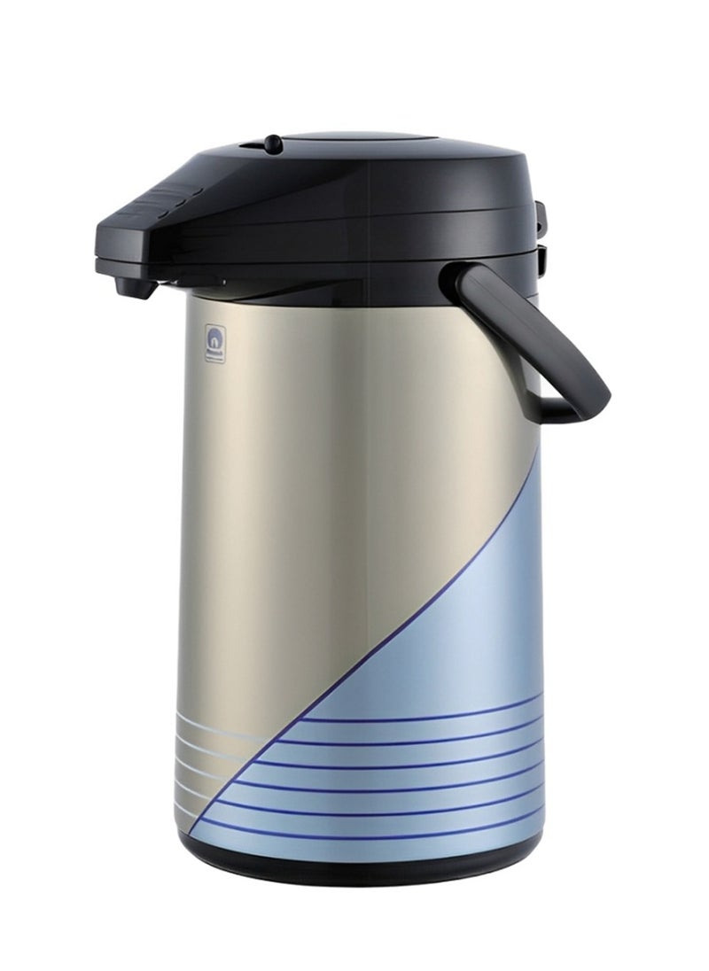 Vacuum Airpump Flask 3L Capacity, Japan-Made, Stainless Steel Thermal Insulated Beverage Dispenser with Carry Handle