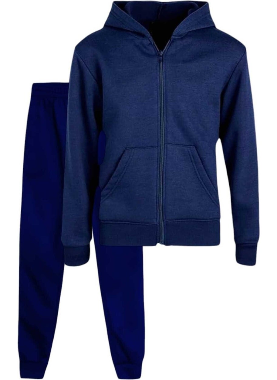 Kids Unisex Hooded Zippered Sweatshirt and Jogger Sweatpants 2-Piece Set