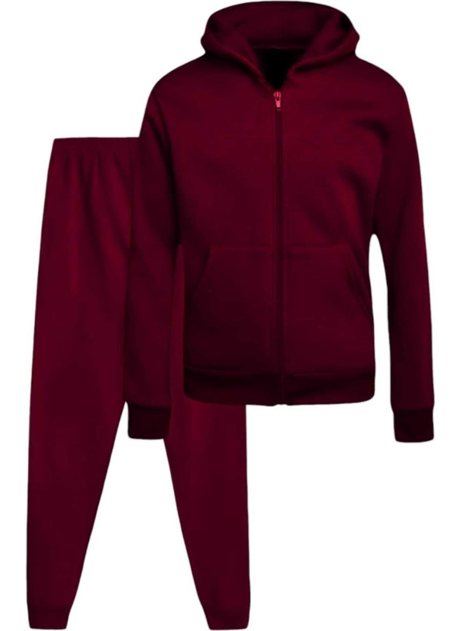 Kids Unisex Hooded Zippered Sweatshirt and Jogger Sweatpants 2-Piece Set