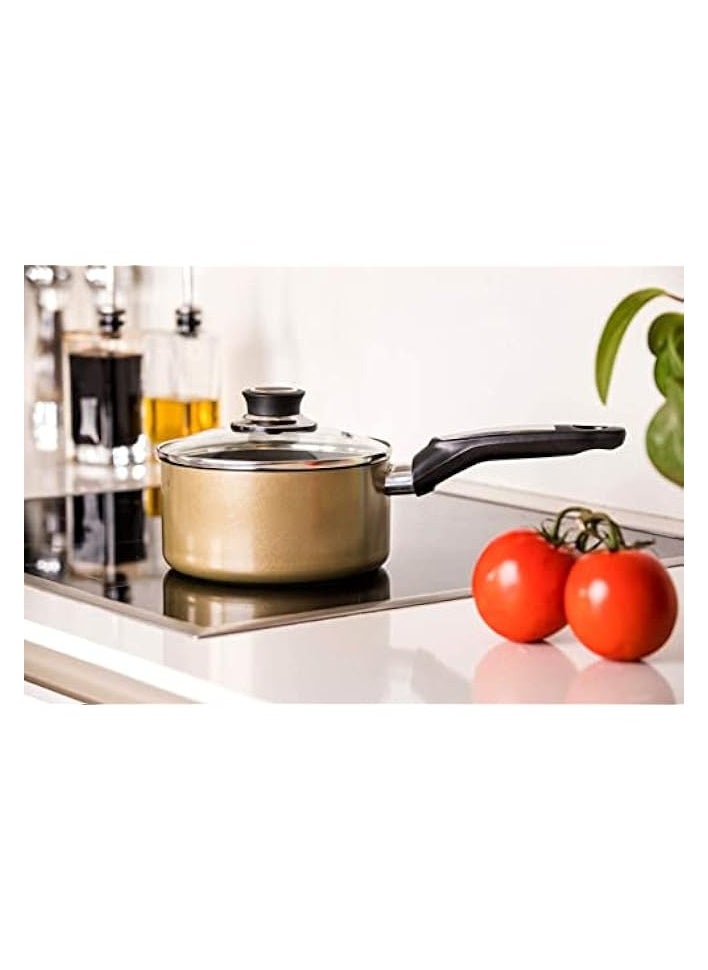 Aluminium Non-Stick Enamel Saucepan with Lid, 20 cm