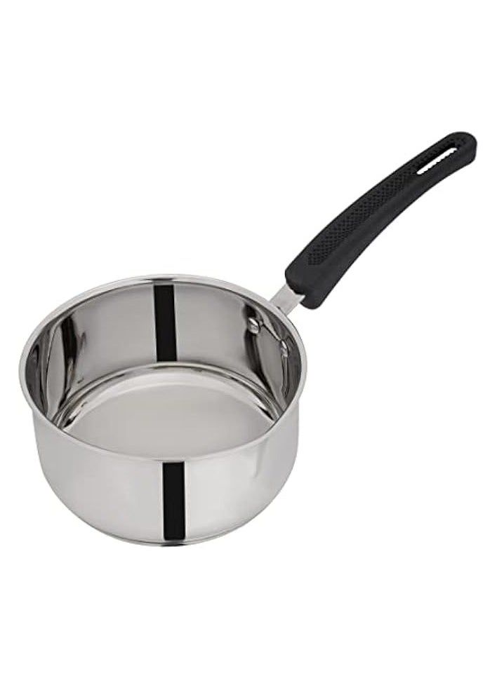 16cm Stainless Steel Saucepan, Induction Base, RF11122 | Stainless Steel Kitchen Cookware | Heavy-gauge Tri-ply Base Saucepan with Pouring Spout & Comfortable Handle