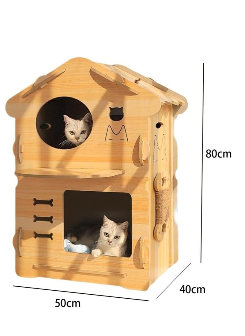 Cat Villa Cat Nest Four Seasons Universal Villa Closed Cat House Indoor Pet Villa Cat House Cat House, 50x40x80cm