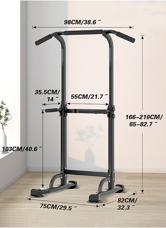 Power Tower Pull Up Bar Station, Multi-Function Adjustable Height Dip Station for Home Gym Workout, Heavy Duty Strength Training Fitness Equipment, Pull Up Stand