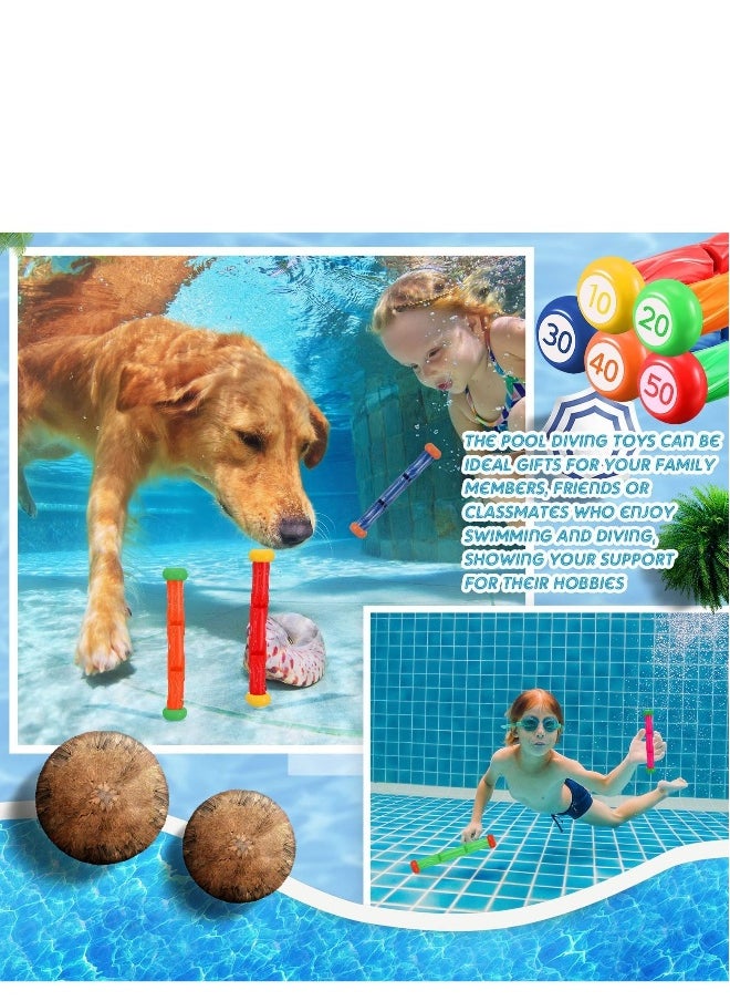 Diving Toys, 10 Pieces Underwater Play Sticks Colorful Swimming Pool Toys for Kids