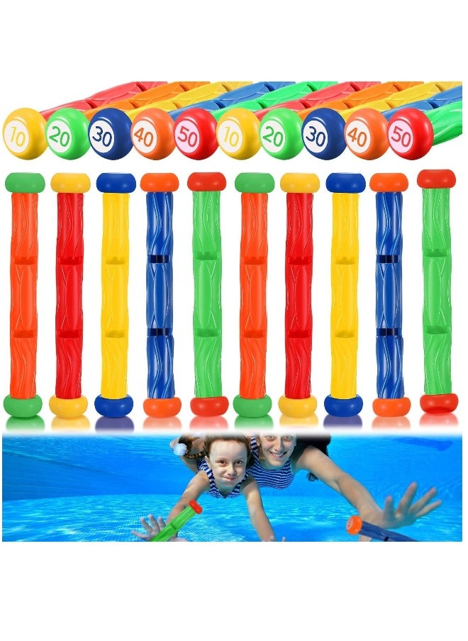 Diving Toys, 10 Pieces Underwater Play Sticks Colorful Swimming Pool Toys for Kids