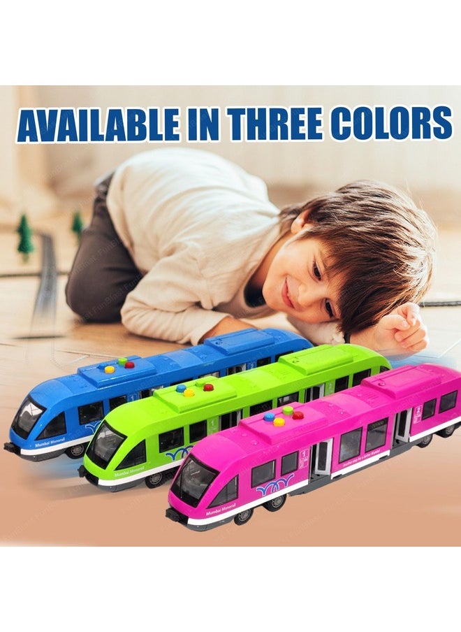 Metro Train Toy For Kids- Friction Power Toy Train For Kids With Light And Sound Effects | Toys For 3+ Year Old Kids|Boys (Pink)