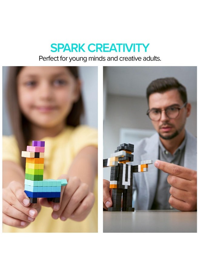 -100 Magnetic Blocks - Pixel Art Building Toys - Open Ended Toys - Geek Gifts - Geek Toys - Display Desk Toys For Office For Adults - Tiny Toys Magnet Blocks