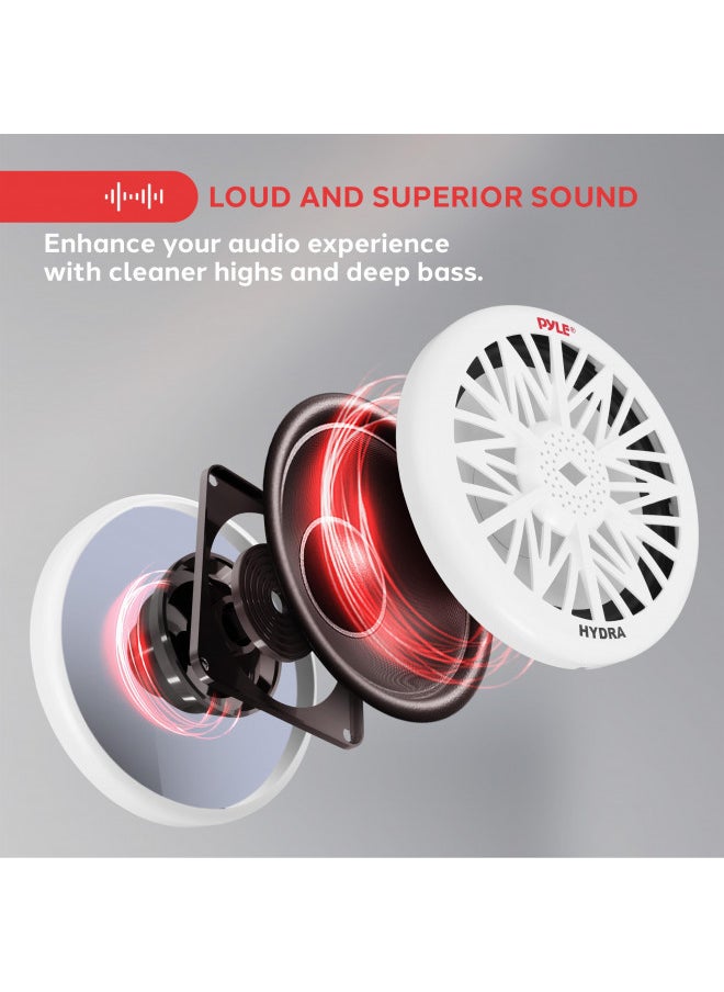 Pyle 10-Inch Outdoor Marine Audio Subwoofer - 500 Watt Single White Waterproof Bass Loud Speaker For Marine Stereo Sound System, Under Helm or Box Case Mount in Small Boat, Water Vehicle - PLMRW10