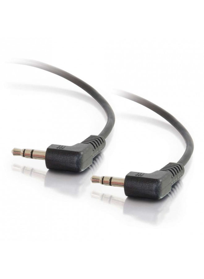 C2G Legrand Velocity 3.5mm Right Angle Stereo Audio Extension Cable, Male to Male Auxiliary Cable, Black Auxillary Port Extension Cable, 1.5 Feet, 1 Count, C2G 40582