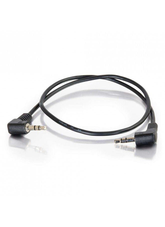 C2G Legrand Velocity 3.5mm Right Angle Stereo Audio Extension Cable, Male to Male Auxiliary Cable, Black Auxillary Port Extension Cable, 1.5 Feet, 1 Count, C2G 40582