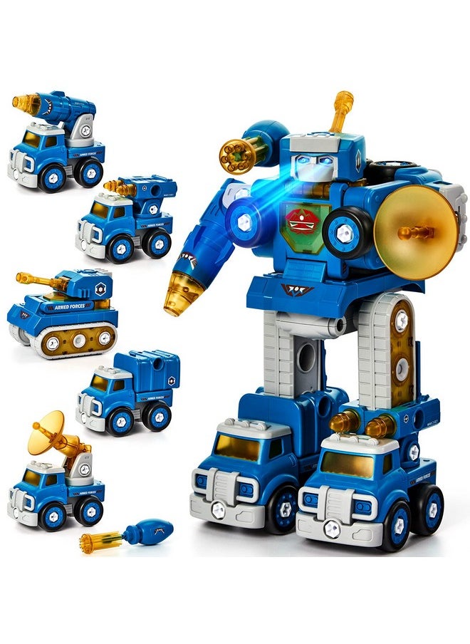 Toys For Ages 5-7 - 5 Year Old Boy Gift - 5 In 1 Stem Take Apart Trucks Transform To Robot - 5 6 7 Year Old Boy Christmas Birthday Gift Ideas - Boys Toys Age 4-6