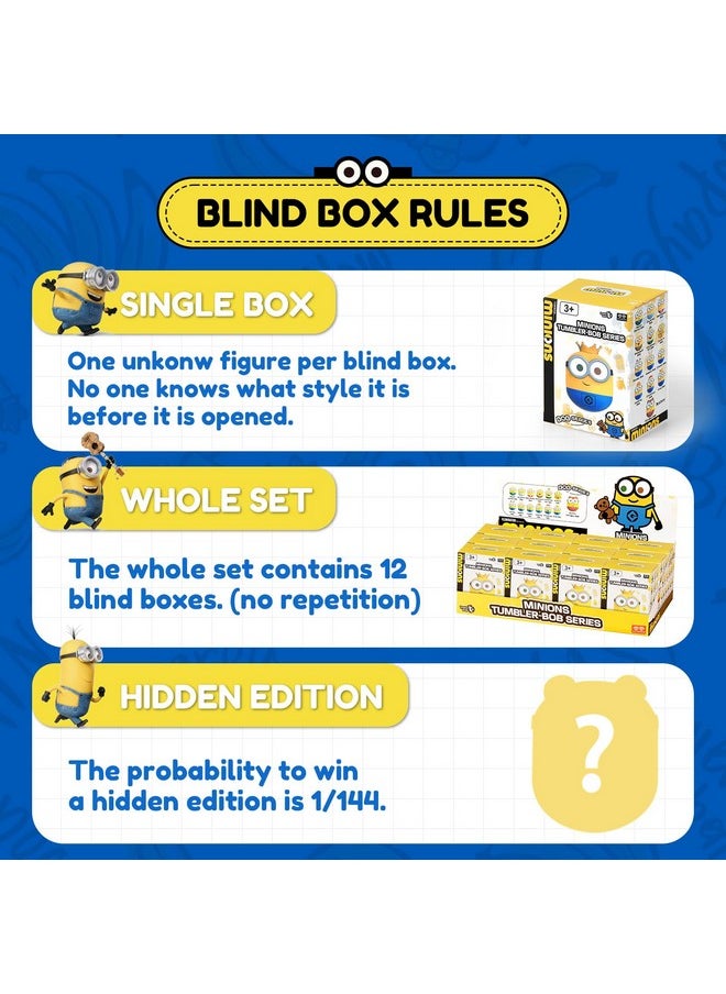 Blind Box Figures 1 Pcs, Mini Wobbler Toys Action Figures For Home Decor Desk Accessories, Despicable Me Collectible Toys For Kids Boys Girls Ages 3+, Tumbler Bob Series, Single Box