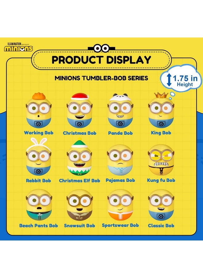 Blind Box Figures 1 Pcs, Mini Wobbler Toys Action Figures For Home Decor Desk Accessories, Despicable Me Collectible Toys For Kids Boys Girls Ages 3+, Tumbler Bob Series, Single Box