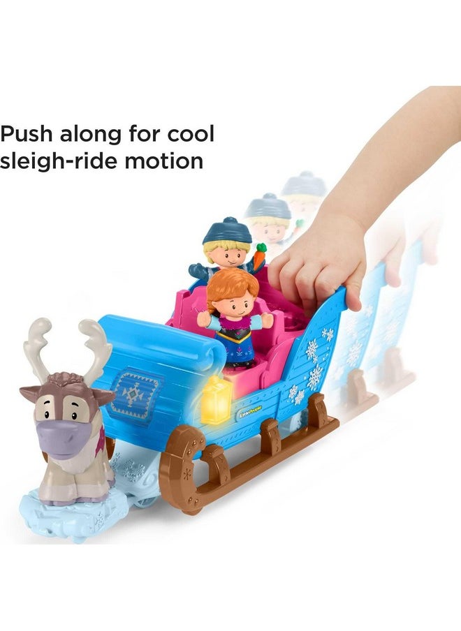 Little People Toddler Toy Disney Frozen Kristoff’S Sleigh Vehicle With Character Figures For Pretend Play Kids Ages 18+ Months