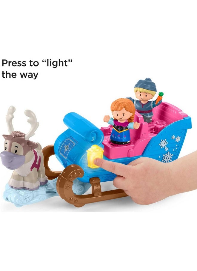 Little People Toddler Toy Disney Frozen Kristoff’S Sleigh Vehicle With Character Figures For Pretend Play Kids Ages 18+ Months