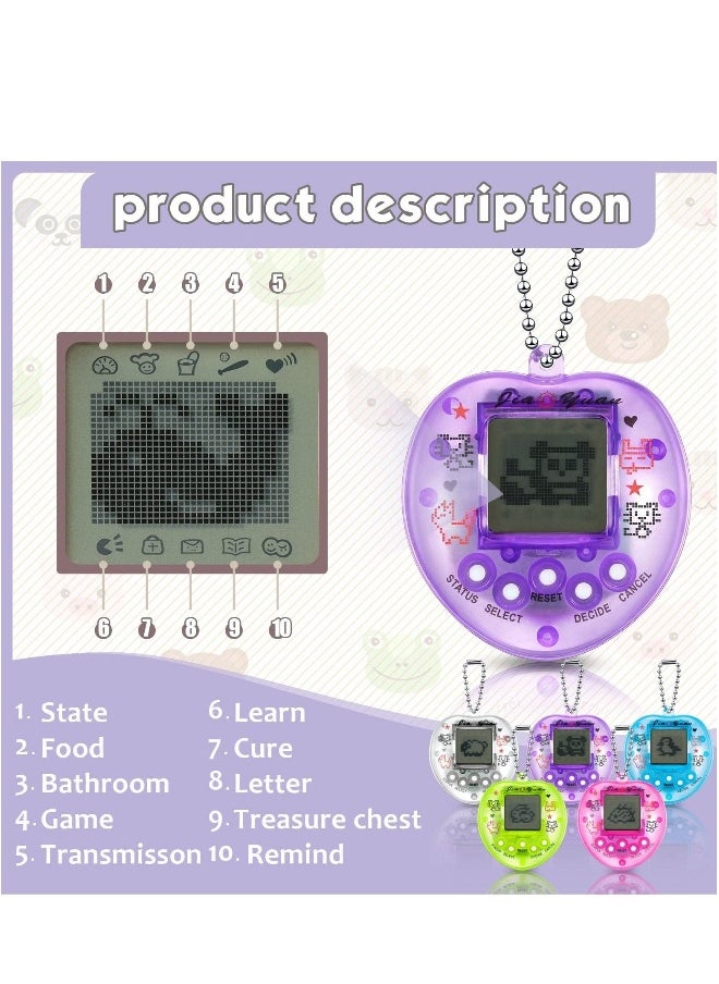 5 Pcs Virtual Pets Keychain for Kids Electronic Digital Pets Keychain 168 Pets Retro Handheld Game Machine